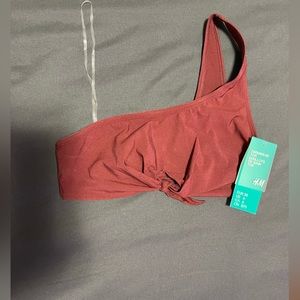 H&M One Shoulder Maroon Bikini Top